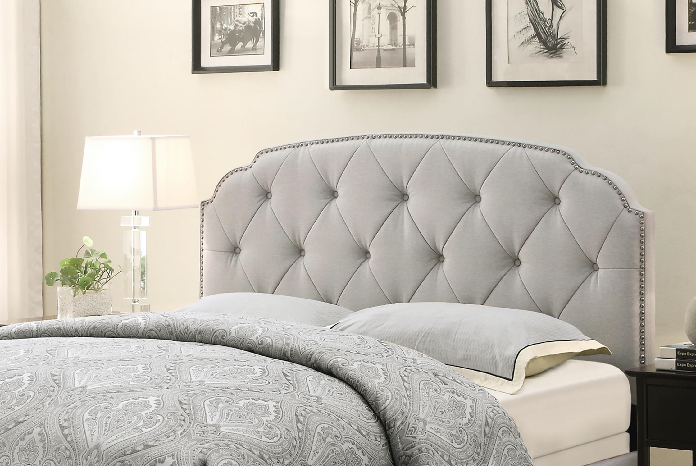 Grey deals nailhead headboard